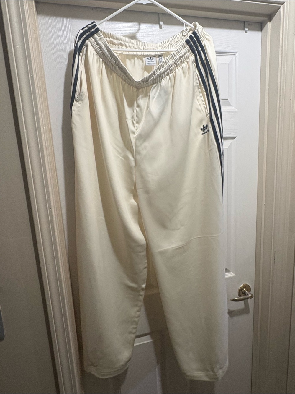 Adidas Women’s Cream Track Pants with Black Stripe